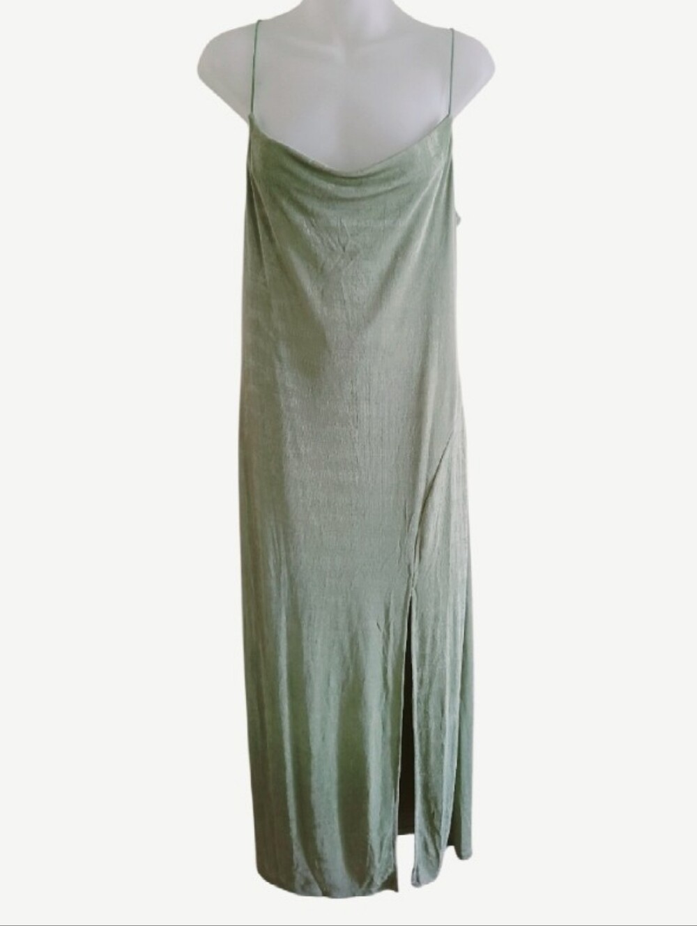 NWT Petal & Pup Diani Cowl Neck Midi Slipdress — Light Olive Green
